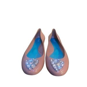 OKA B Tan Crystal Jelly Flats Size 9